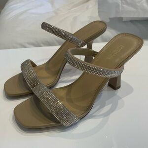 Michael Kors nude open toe low heeled mules